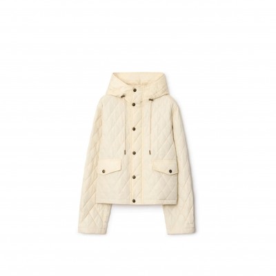 BURBERRY CROPPED NYLON QUILTED JACKET WITH HOOD 81103271